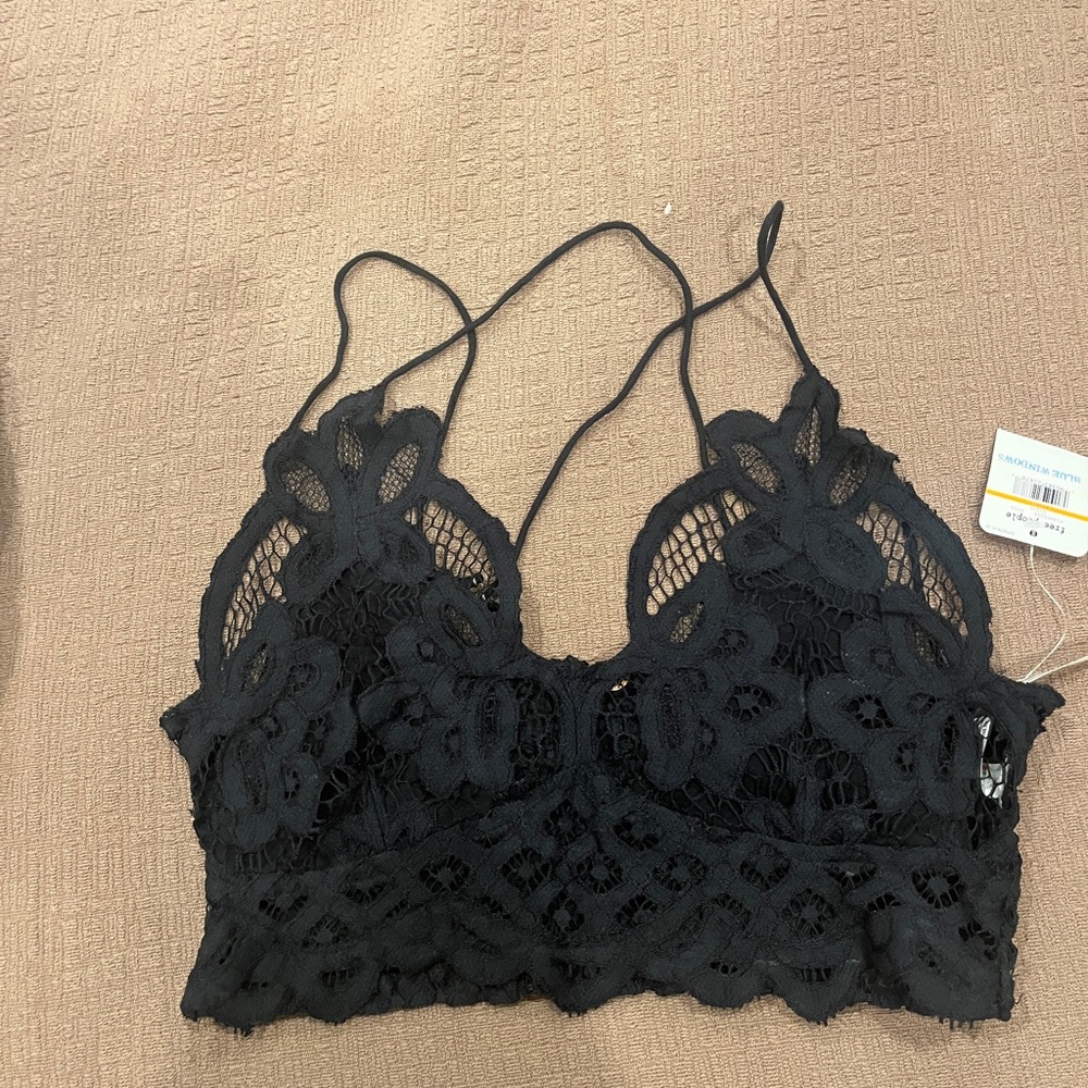 NWT Free People Adella Black Lace Bralette